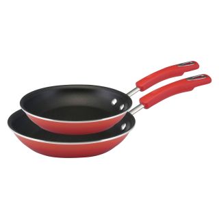 Rachael Ray Porcelain Enamel II 9.25 in. & 11 in. Skillets   Two Tone Red   Cookware Sets