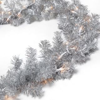 Classic Silver 9 ft. Pre lit Garland   Christmas Garland
