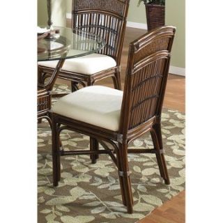 Hospitality Rattan Polynesian Indoor Rattan & Bamboo Side Chair with Cushion   Antique   Dining Chairs