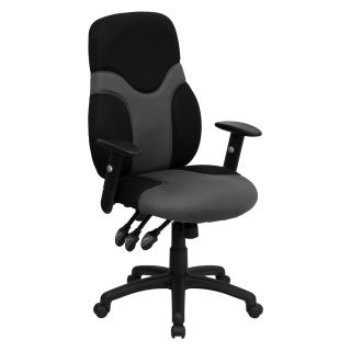 Flash Furniture High Back Ergonomic Task Chair with Adjustable Arms   Black / Gray   Desk Chairs