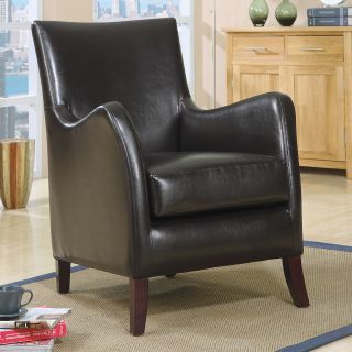 Aella Dark Brown Leather Accent Chair   Accent Chairs