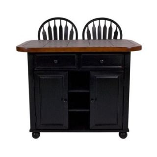 Sunset Trading 3 Piece Tile Top Kitchen Island Set with 2 Stools   Black/Cherry   Kitchen Islands and Carts