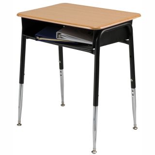 Royal Seating Open Front Desk with Plastic Sand Top and Black Frame   Elementary Desks