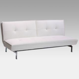 Belle White Faux Leather Convertible Sofa   Sofas