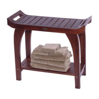 Decoteak Tranquility Teak 30 in. Extended Height Bench with Lift Aide Arms   Shower Seats