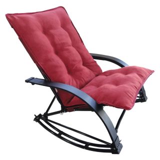 Folding Rocking Game Chair with Micro Suede Cushion   Cardinal Red Cushion   Indoor Rocking Chairs