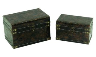 Keystone Leather Jewelry Box with Rectangle Design   Set of 2   Womens Jewelry Boxes