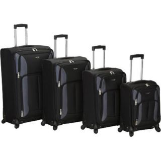 Rockland 4 Piece Impact Spinner Luggage Set F155 Black Rockland Four piece Sets