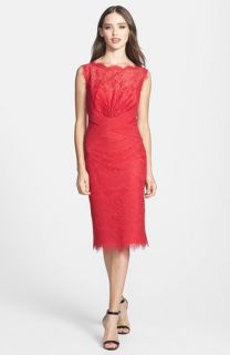 Adrianna Papell Lace Appliqué Banded Jersey Sheath Dress