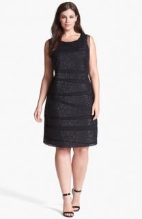 Patra Beaded Mesh Sheath Dress (Plus Size)