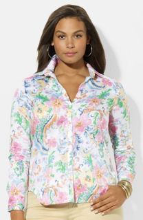 Lauren Ralph Lauren Long Sleeve Stretch Cotton Shirt (Plus Size)