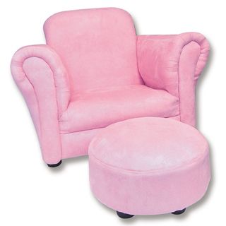 Trend Lab Pink Ultrasuede Club Chair and Ottoman Set Trend Lab Nursery Accessories