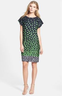 Adrianna Papell Flutter Sleeve Dot Print Shift Dress
