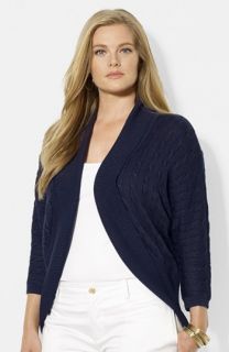 Lauren Ralph Lauren Dolman Sleeve Cable Knit Cardigan (Plus Size)