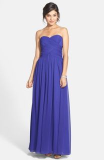 JS Boutique Strapless Ruched Chiffon Gown