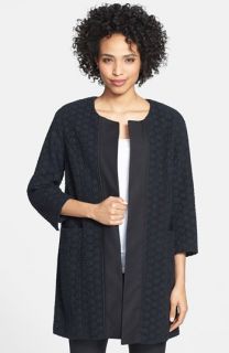 Adrianna Papell Contrast Placket Open Front Coat