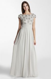 JS Collections Embellished Cap Sleeve Chiffon Gown