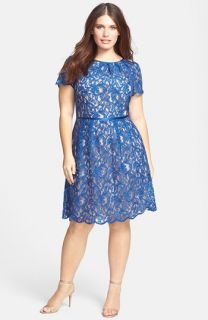 Adrianna Papell Scalloped Lace Dress (Plus Size)