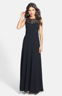 Ivanka Trump Lace Inset Crepe Gown