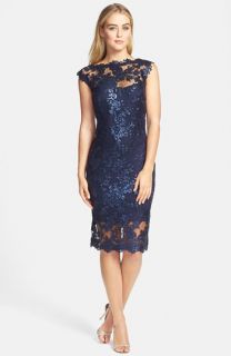 Tadashi Shoji Sequin Illusion Lace Dress (Regular & Petite)