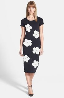 Pink Tartan Flower Print Knit Dress