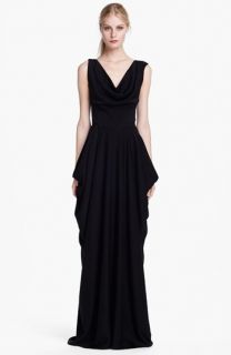 Alice + Olivia Gretchen Cowl Neck Open Back Gown