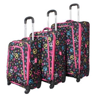 Rockland Deluxe Peace 3 piece Spinner Upright Luggage Set Rockland Three piece Sets