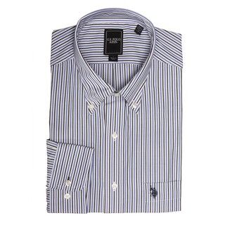 US Polo Men's Blue/White Pinstripe Dress Shirt US Polo Dress Shirts