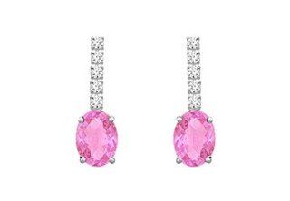 Diamond and Pink Sapphire Earrings 14K White Gold   1.25 CT TGW Fine Jewelry Vault Jewelry