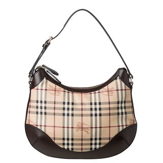 Burberry Medium Haymarket Check Leather Trim Hobo Bag Burberry Designer Handbags