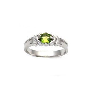 Sterling Silver CZ Peridot baby or pinky ring Size 1 Jewelry