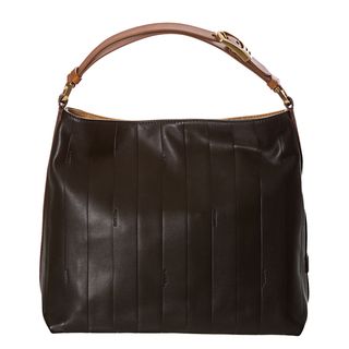 Fendi 'Pequin' Black Tonal stripe Leather Hobo Bag Fendi Designer Handbags