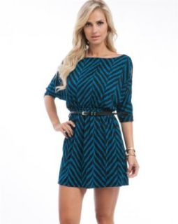 MOD 20 Women's Chevron Stripe Smocked Dress Blue S(332861)
