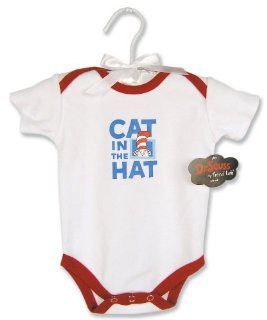 Trend Lab Dr Seuss Cat in the Hat Bodysuit on Satin Padded Hanger, White Baby