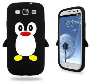 Samsung Black Penguin Silicone Case Cover with Free Custom Screen Protector, WirelessGeeks247 Metallic Detachable Touch Screen Stylus Pen and Anti Dust Plug For Samsung Galaxy S3 i9300 Cell Phones & Accessories