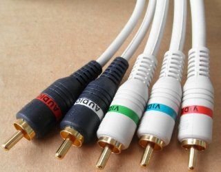6 foot 5 RCA Stern Python Digital Audio Video Link HDTV High Resolution Ultra Shielded Component Cable   884645724848   Heavy Duty   White   3 video components and 2 audio components   Plug in for Samsung Toshiba LG Sharp Sony Sceptre RCA Panasonic Philips