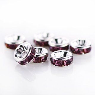 100 Pcs Swarovski Crystal Rondelle Spacer Bead Silver Plated 6mm Purple (256)