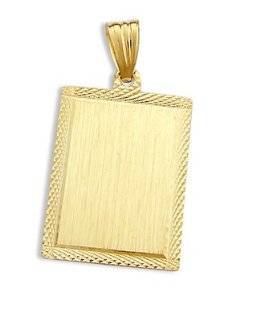 Dog Tag Pendant 14k Yellow Gold Name Tag Charm 1.50 inch Jewel Tie Jewelry