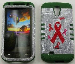 3 IN 1 HYBRID SILICONE BLING COVER FOR SAMSUNG GALAXY S IV S4 HARD CASE SOFT DARK GREEN RUBBER SKIN CANCER RIBBONS DG FD269 KOOL KASE ROCKER CELL PHONE ACCESSORY EXCLUSIVE BY MANDMWIRELESS Cell Phones & Accessories