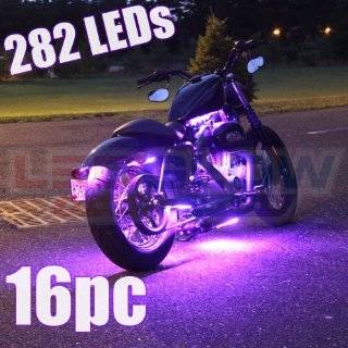 16 Piece 282 LED Purple Motorcycle Lighting Kit Automotive