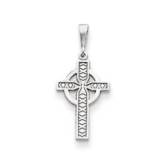 Genuine IceCarats Designer Jewelry Gift 14K White Gold Celtic Cross Charm In 14K White Gold IceCarats Jewelry