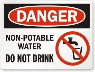 Danger  Non Potable Water Do Not Drink (with Graphic), High Intensity Grade Reflective Sign, 80 mil Aluminum, 36" x 24" Patio, Lawn & Garden