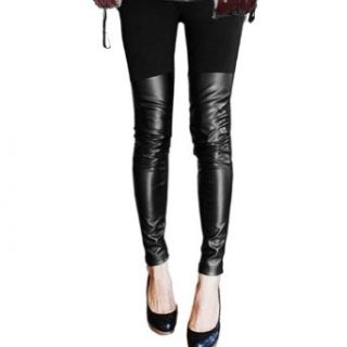 FUNOC Fashion Hot Womens Ladies Faux Leather Panel Leggings Tights Pants Clothing
