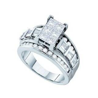 2 Carat Princess Round Baguette Diamond Invisible Set 14k White Gold Engagement Ring SeaofDiamonds Jewelry