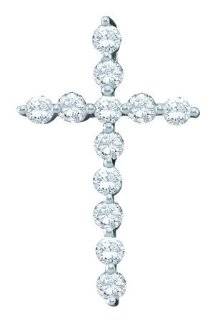 14KT White Gold 0.50 CTW Diamond Ladies CROSS Pendant Vishal Jewelry Jewelry