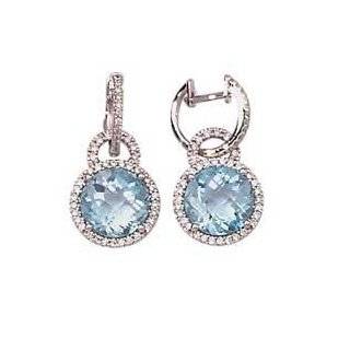 14k White Gold, Diamond & Blue Topaz Dangle Earrings (6.35ctw) Jewelry