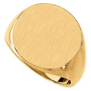14K Yellow Gold Men's Solid Signet Ring With Brush Finished Top DivaDiamonds Jewelry