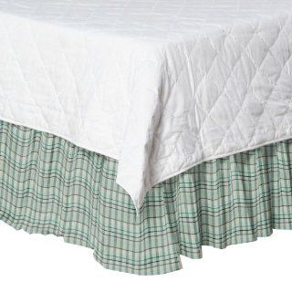 Patch Magic Off White Green and Grey Plaid Fabric Dust Ruffle, King, 78 Inch by 80 Inch   Bed Skirts