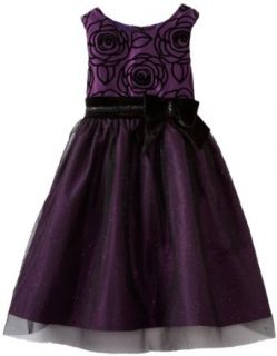 Bloome Girls 7 16 Flocked Special Occasion Dress, Purple, 10 Clothing
