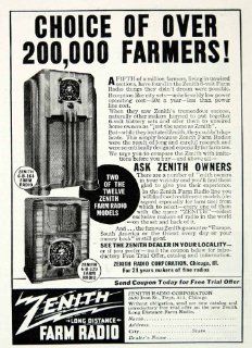1937 Ad Zenith Long Distance Range Farm Radio Equipment 3620 Iron St Chicago IL   Original Print Ad  